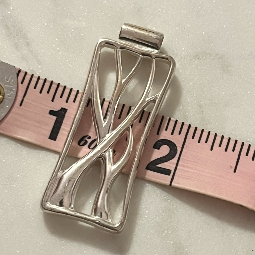 Abstract Rectangular Cutout Sterling Silver Penda… - image 4
